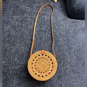 Bali Round Rattan Crossbody Purse Boho Beach Artisan Handmade